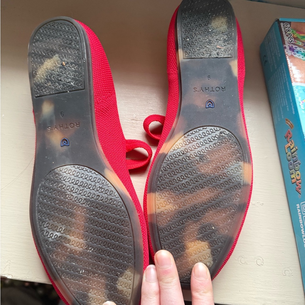 Rothy's Red Knit Ballet Flats